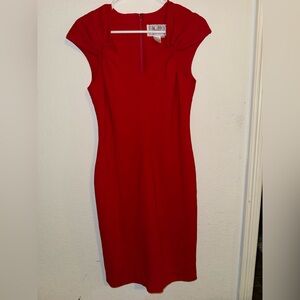 Vintage Red Cap-Sleeve Midi Dress